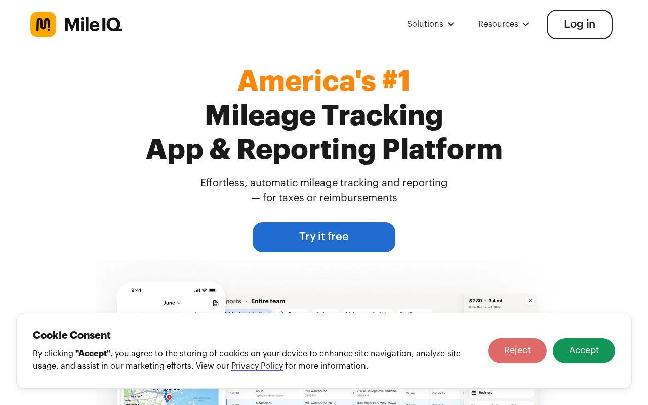 Screenshot of mileiq.com