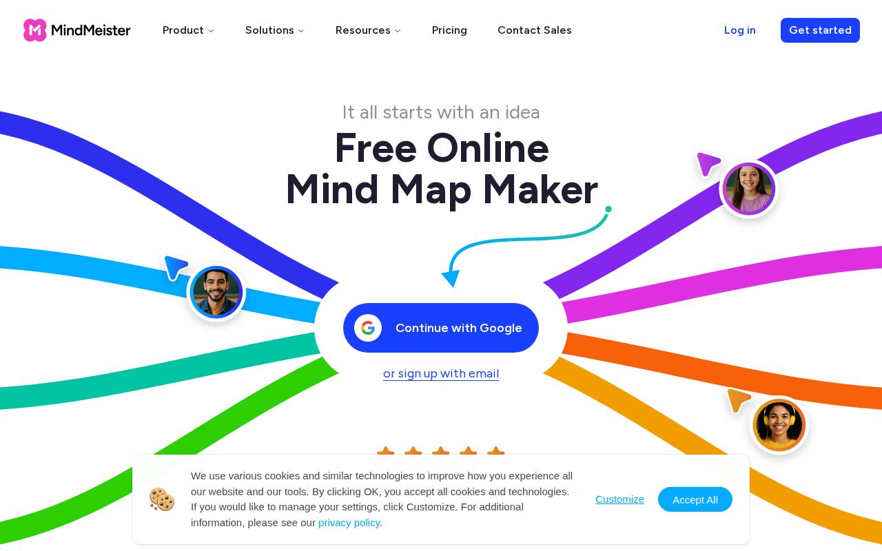 Screenshot of mindmeister.com