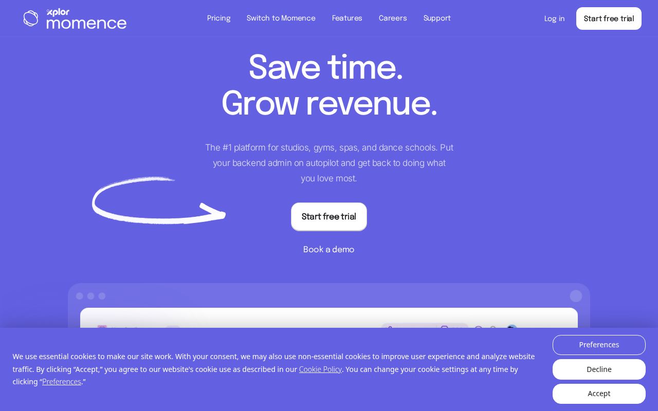 Screenshot of momence.com