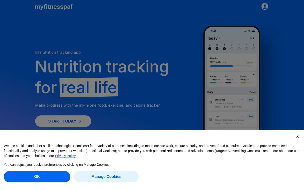 Screenshot of myfitnesspal.com