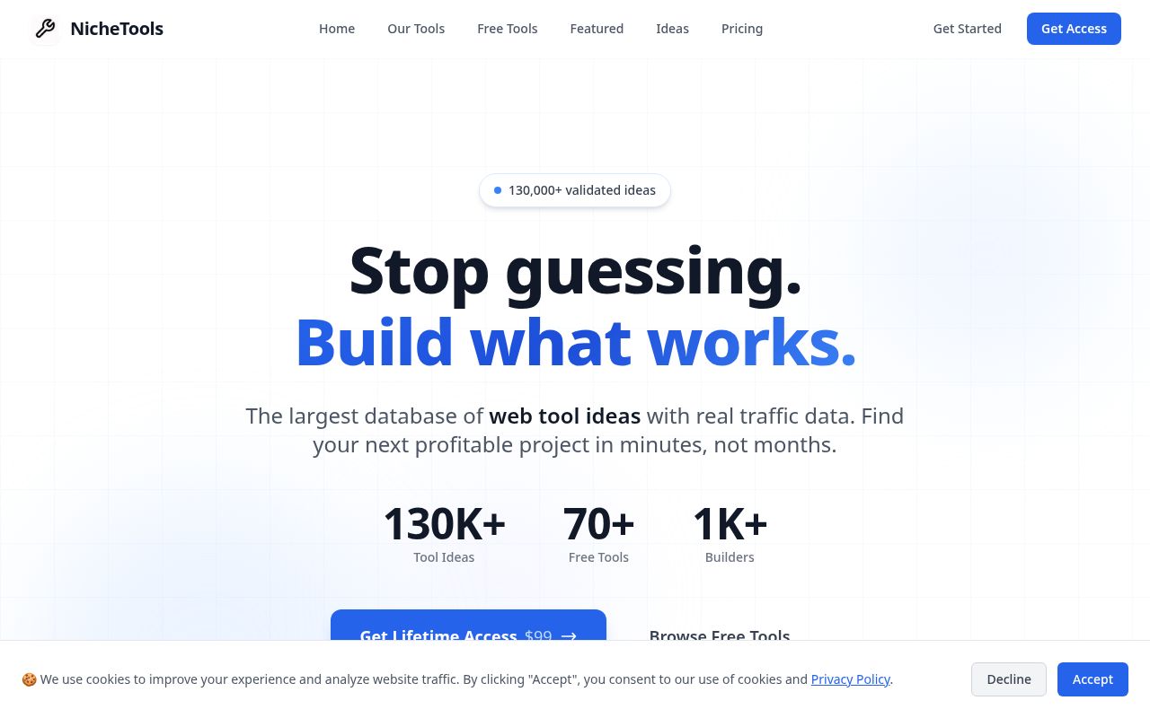 Screenshot of nichetools.net