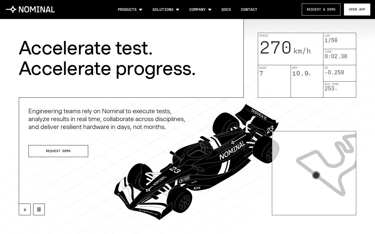 The nominal.io homepage, first screen