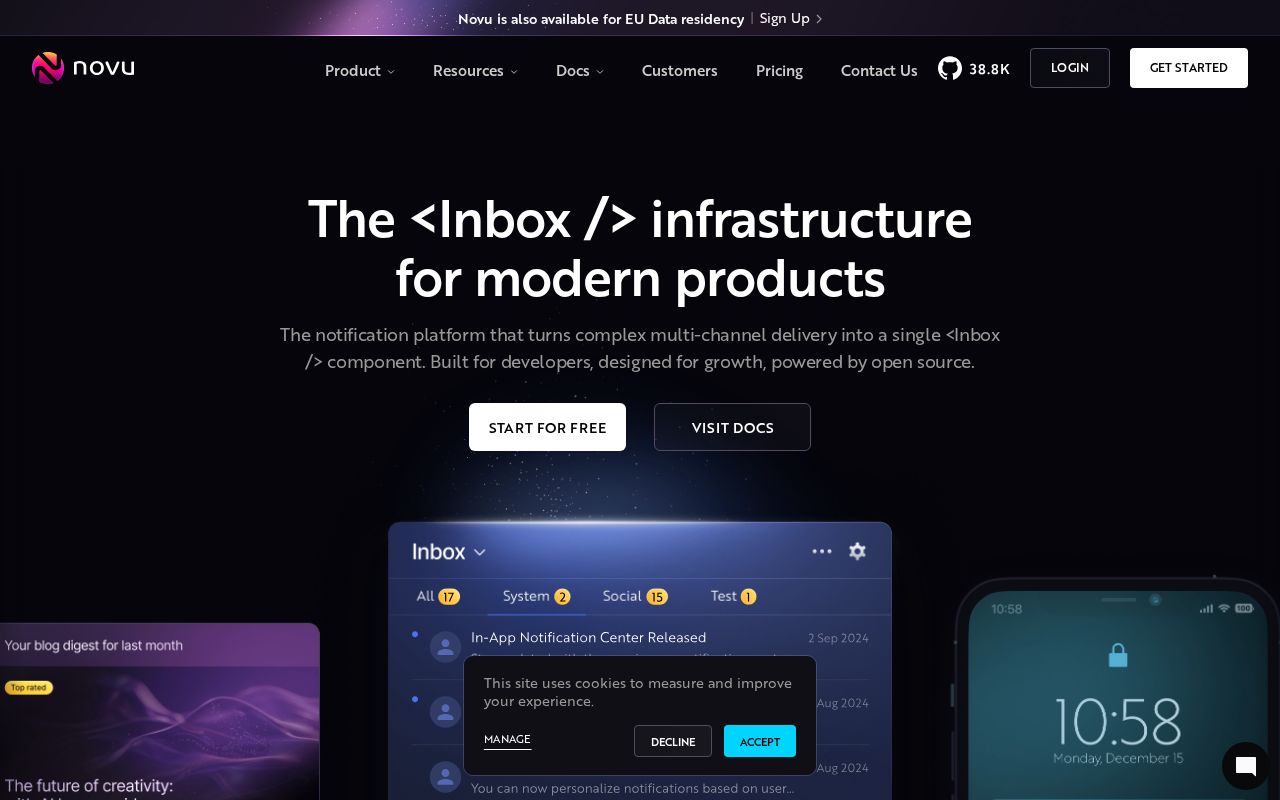 Screenshot of novu.co