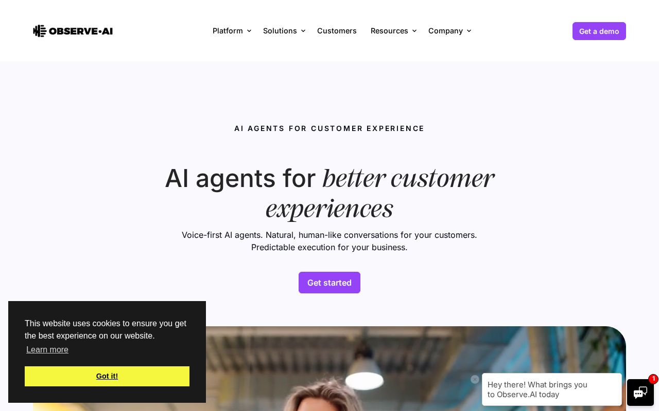 Screenshot of observe.ai