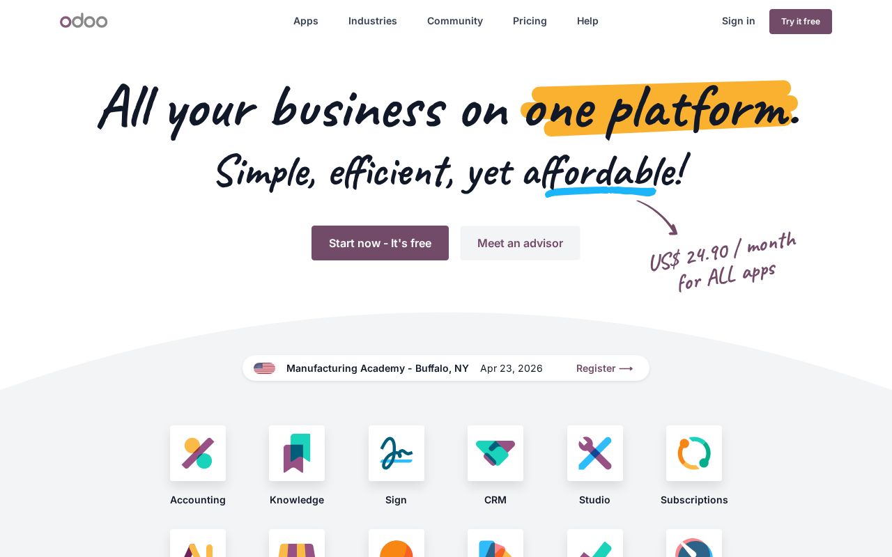 Screenshot of odoo.com