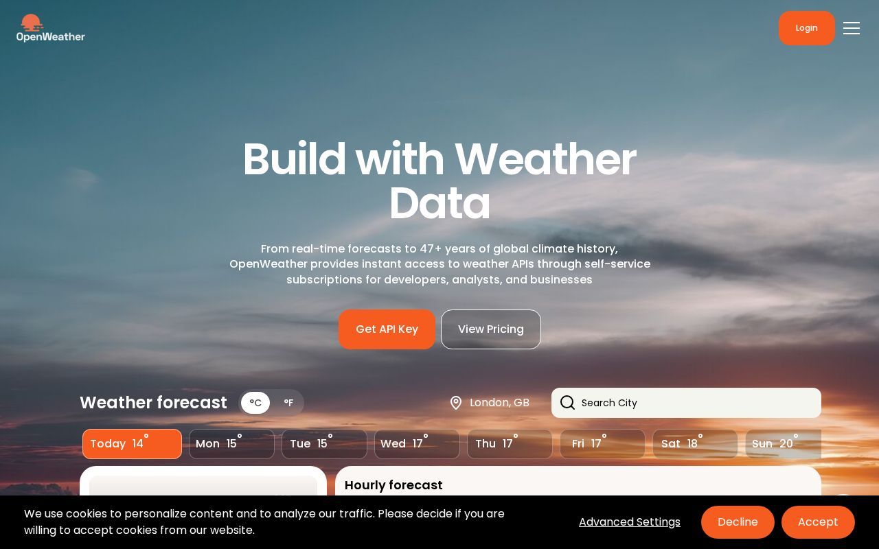 Screenshot of openweathermap.org