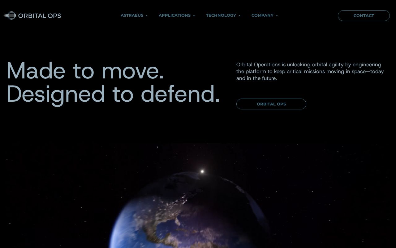 The orbitalops.tech homepage, first screen