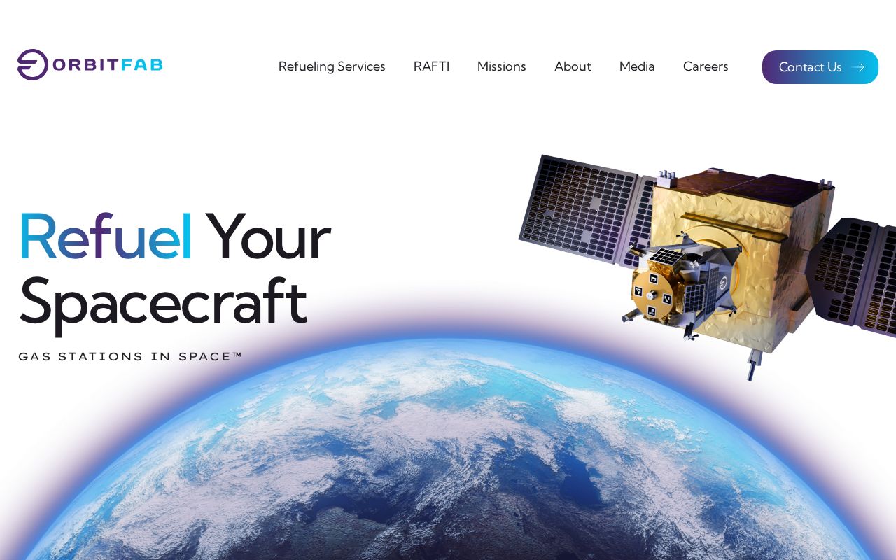 The orbitfab.com homepage, first screen