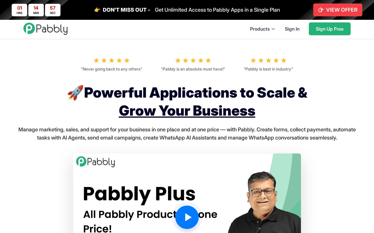 Screenshot of pabbly.com