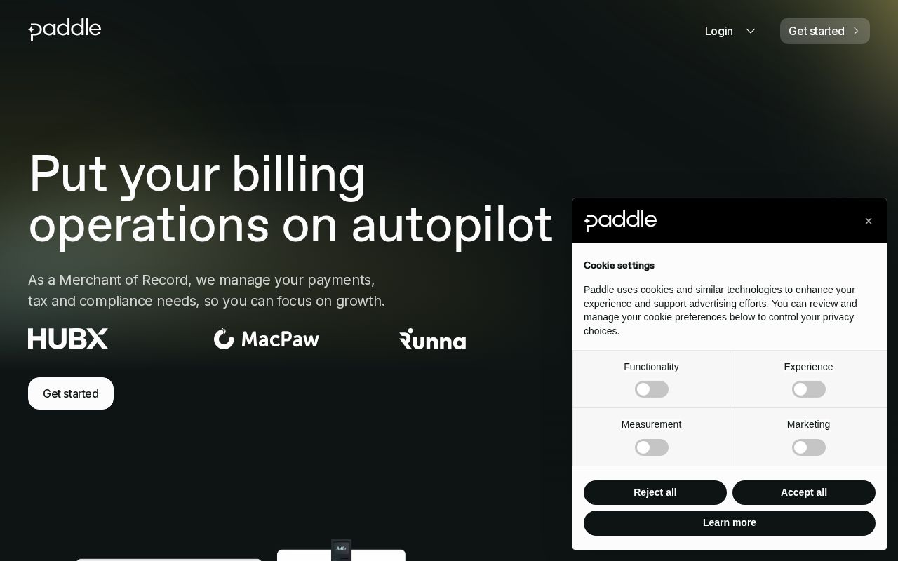 Screenshot of paddle.com