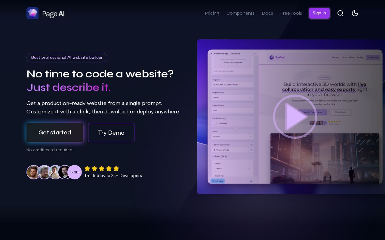 Screenshot of pageai.pro