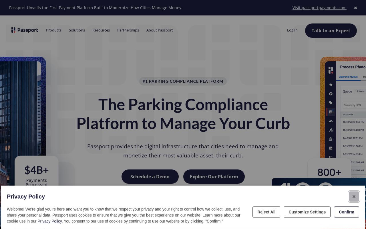 The passportinc.com homepage, first screen