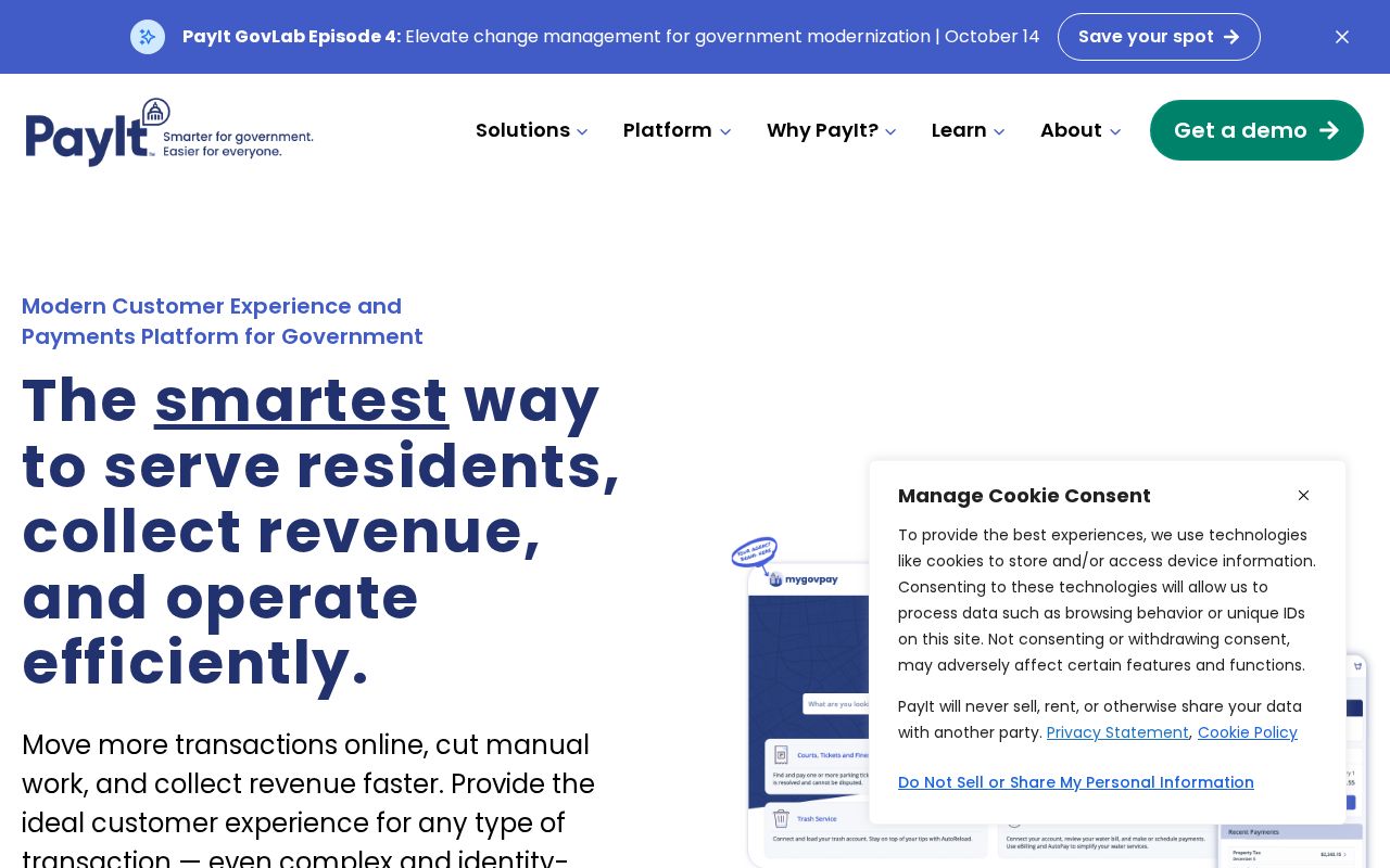 The payitgov.com homepage, first screen