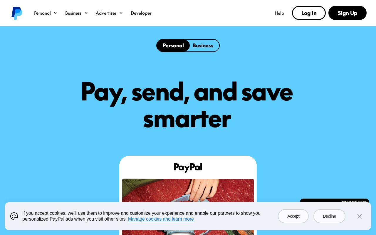 Screenshot of paypal.com