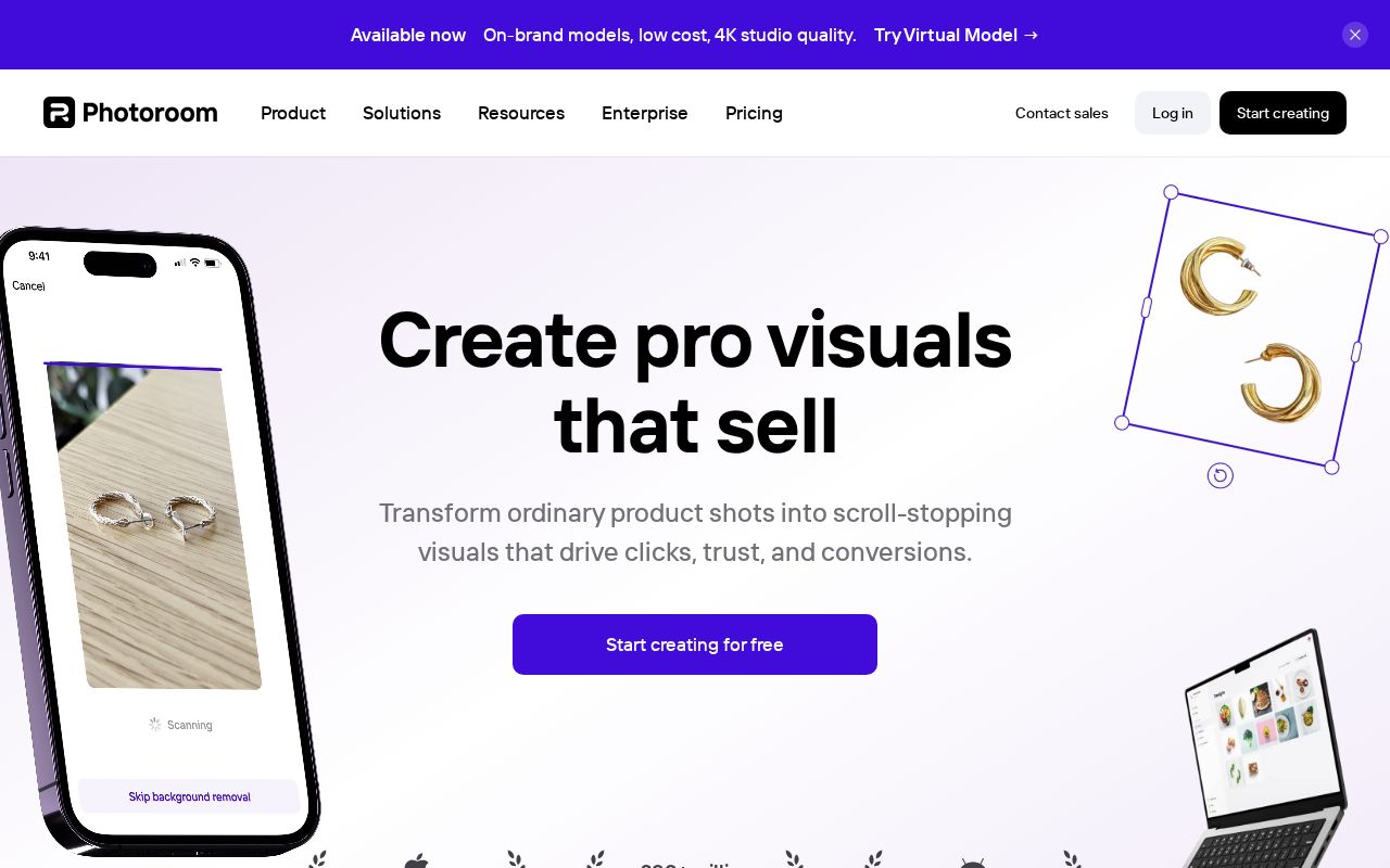 Screenshot of photoroom.com