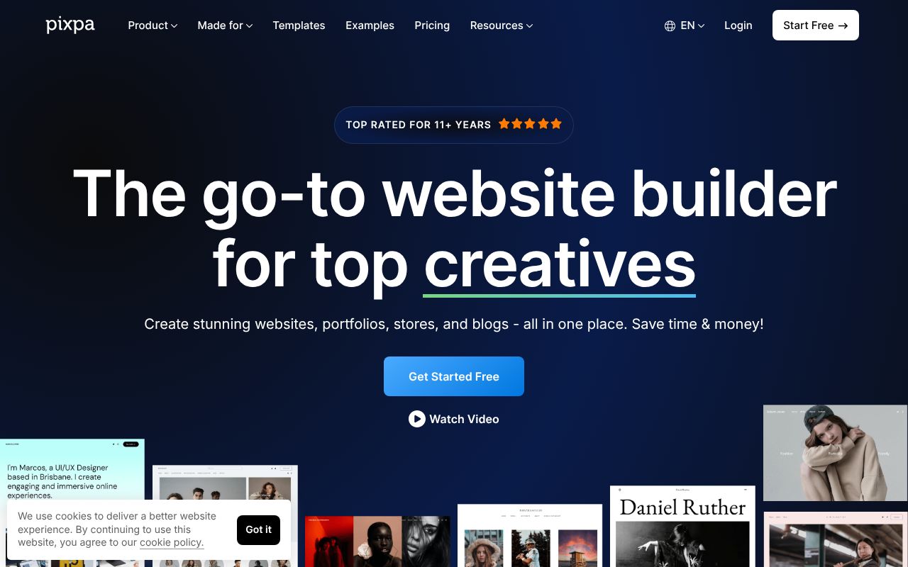 Screenshot of pixpa.com