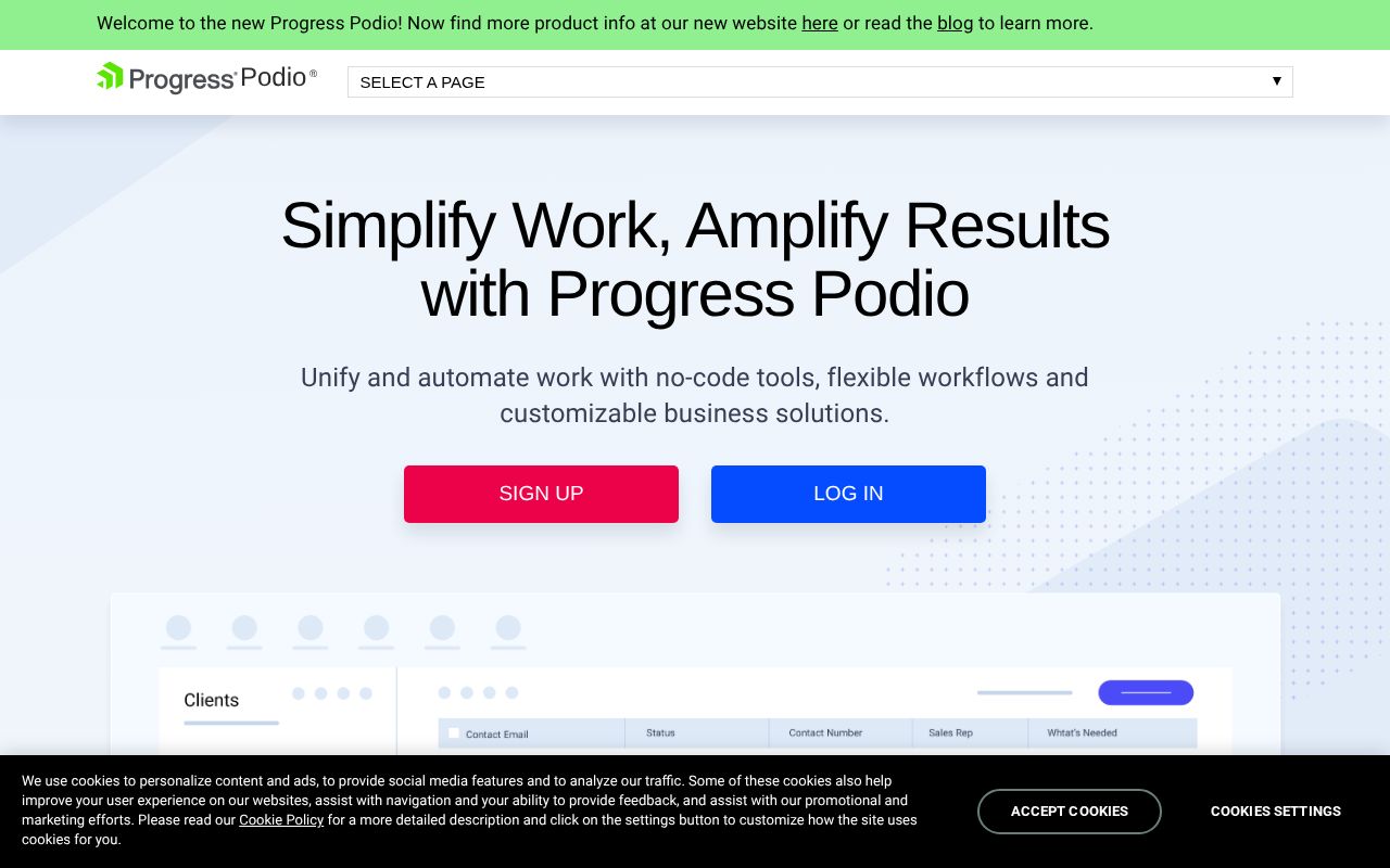 Screenshot of podio.com