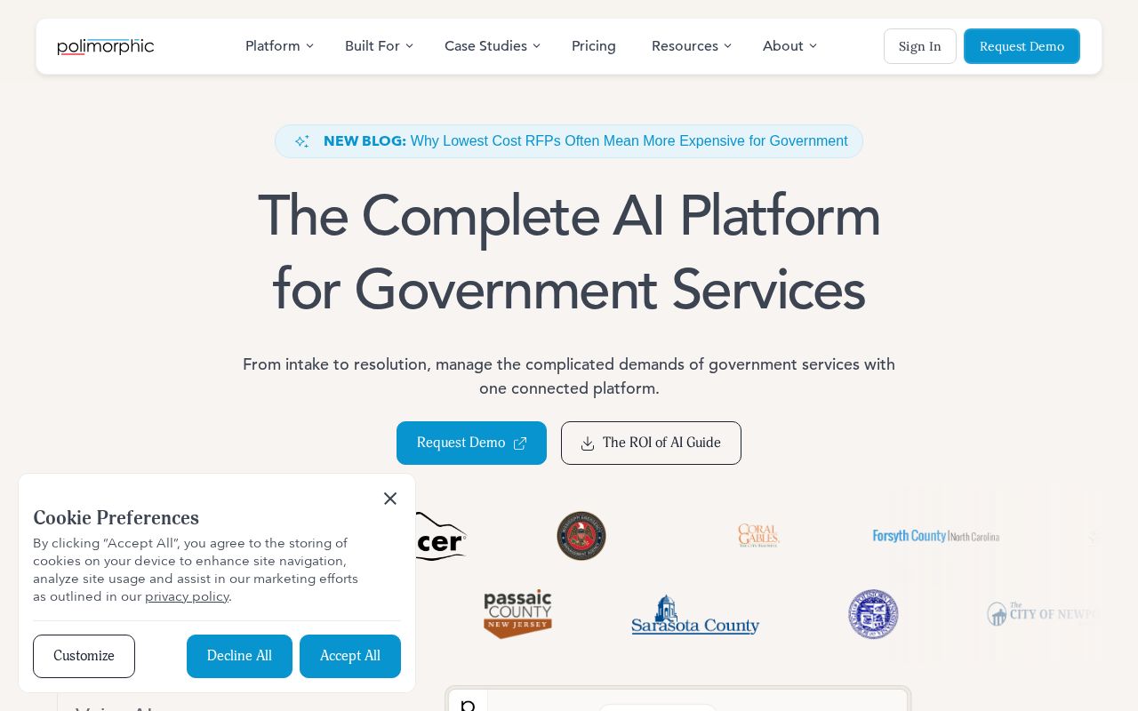 The polimorphic.com homepage, first screen