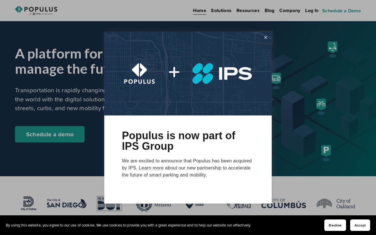 The populus.ai homepage, first screen