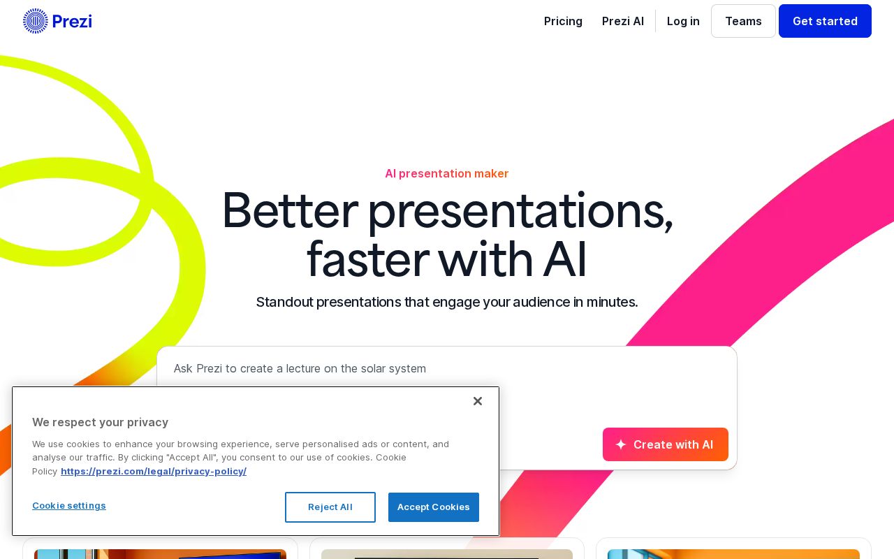 Screenshot of prezi.com