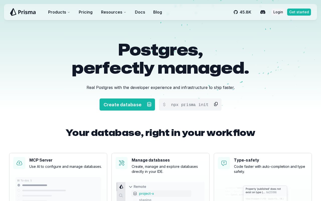 Screenshot of prisma.io