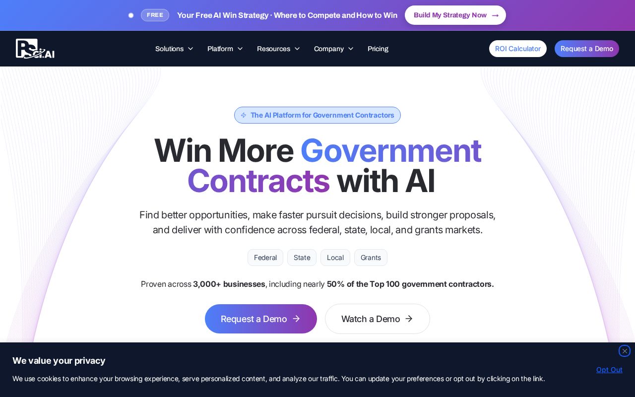 The procurementsciences.com homepage, first screen