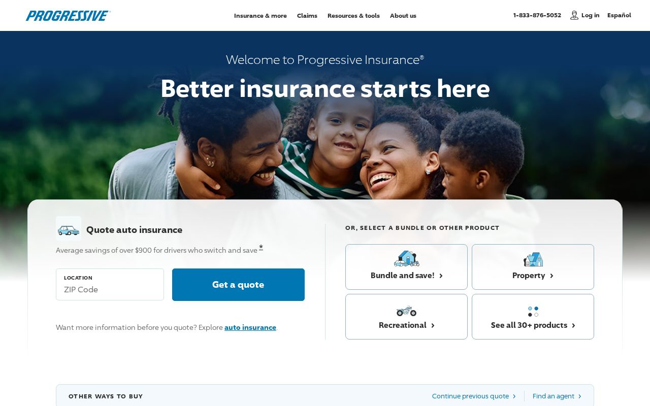 Screenshot of progressive.com