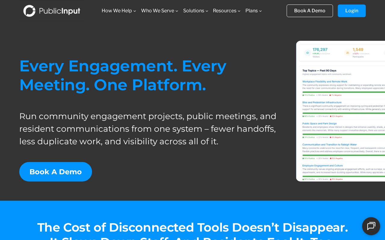 The publicinput.com homepage, first screen