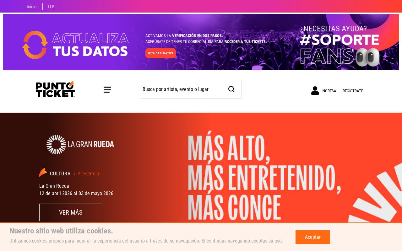 Screenshot of puntoticket.com