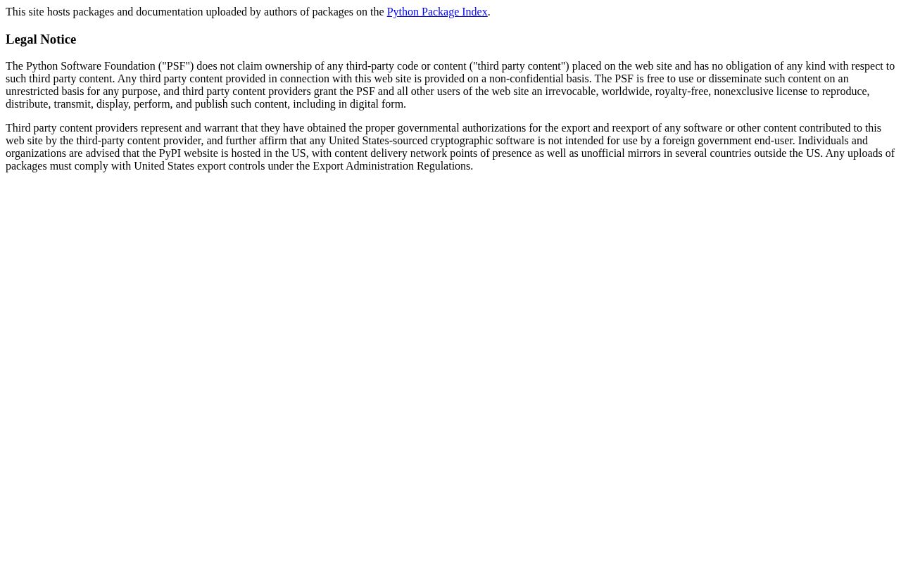 Screenshot of pythonhosted.org