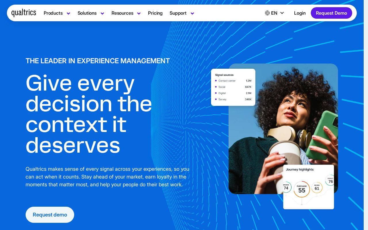 Screenshot of qualtrics.com