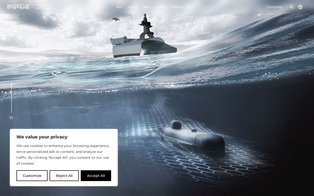 The quantum-systems.com homepage, first screen