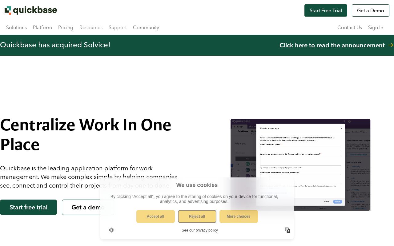 Screenshot of quickbase.com