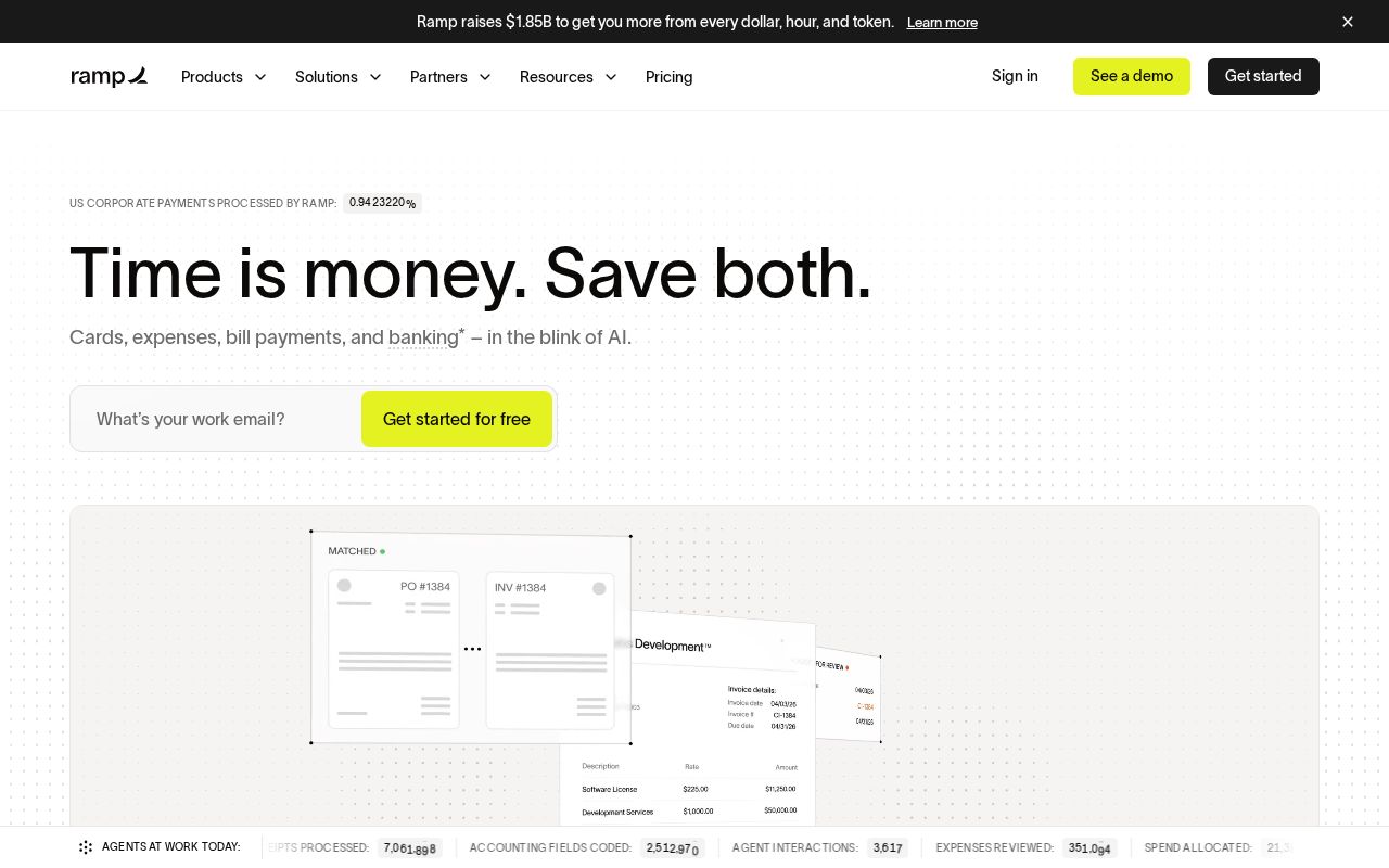 The ramp.com homepage, first screen