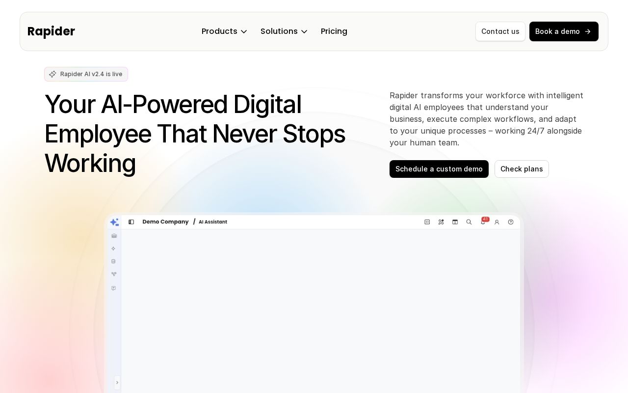Screenshot of rapider.ai