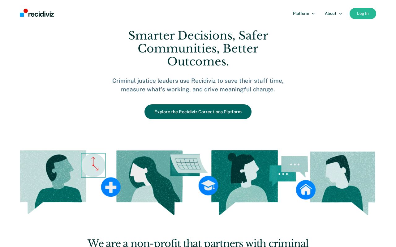 The recidiviz.org homepage, first screen