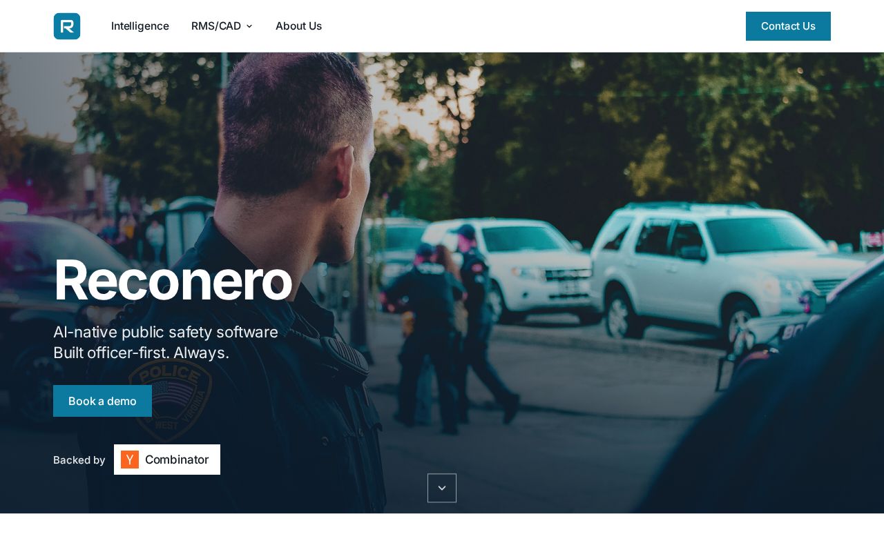 The reconero.com homepage, first screen