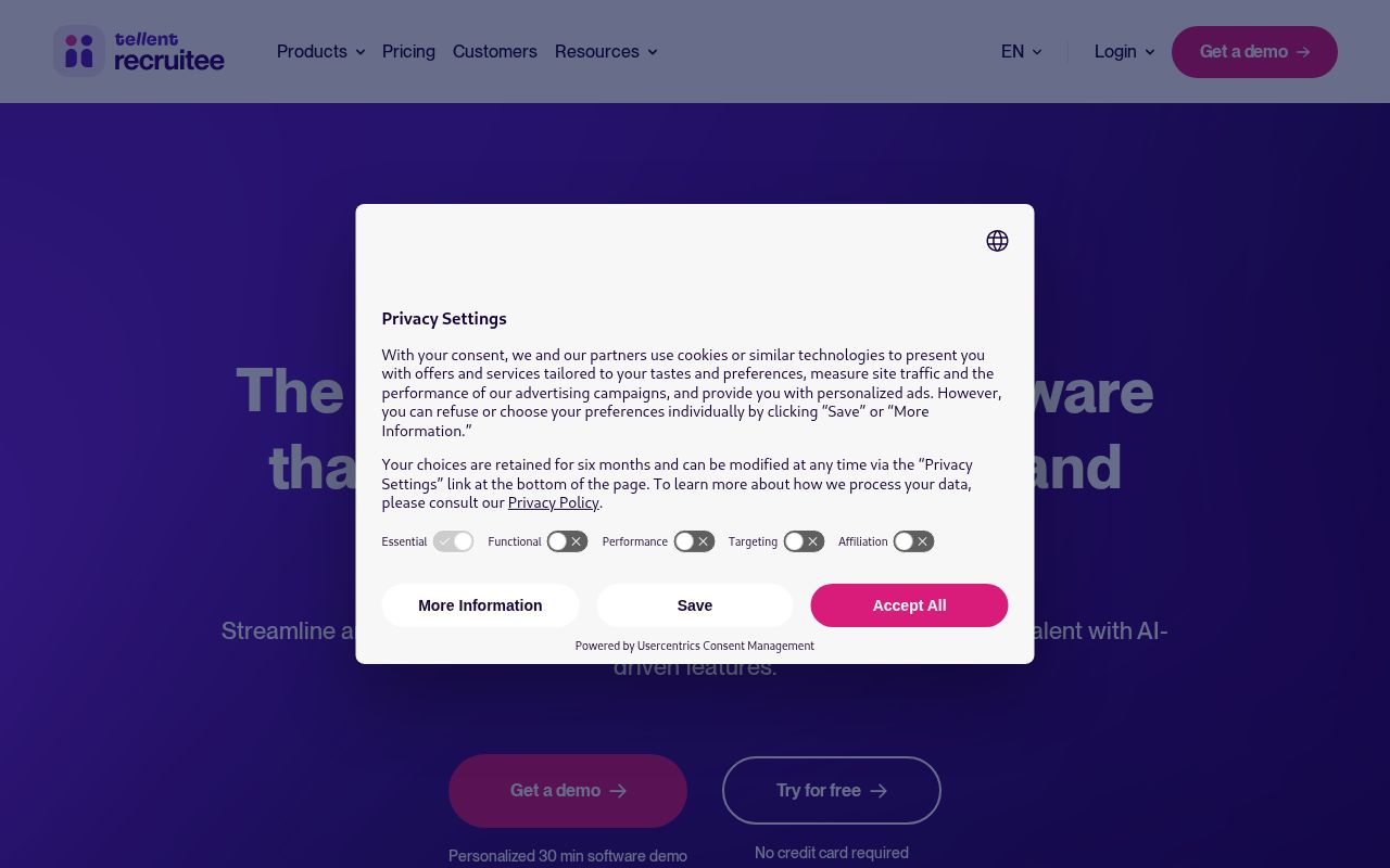 Screenshot of recruitee.com