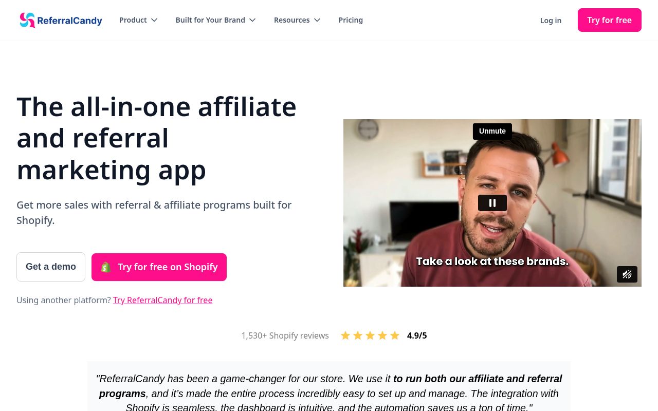 Screenshot of referralcandy.com
