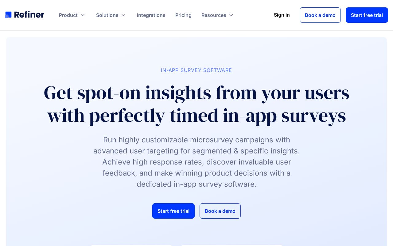 Screenshot of refiner.io
