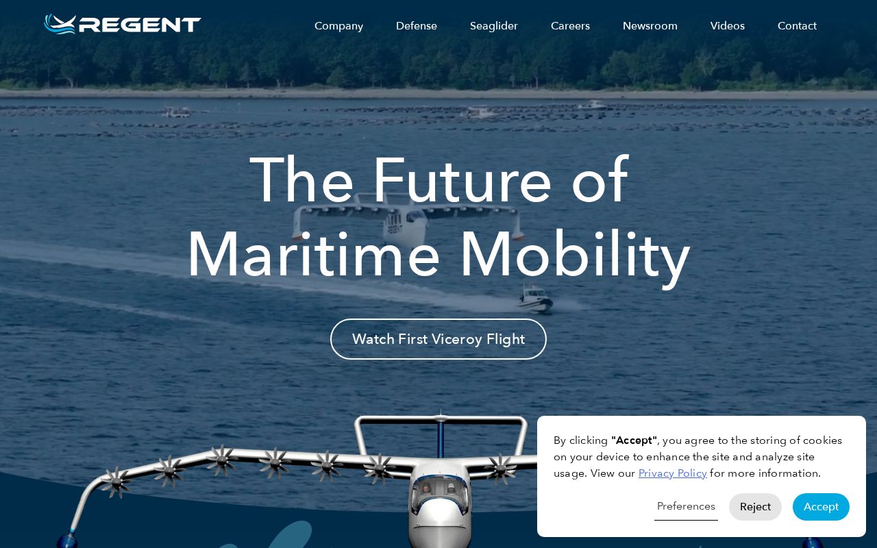 The regentcraft.com homepage, first screen