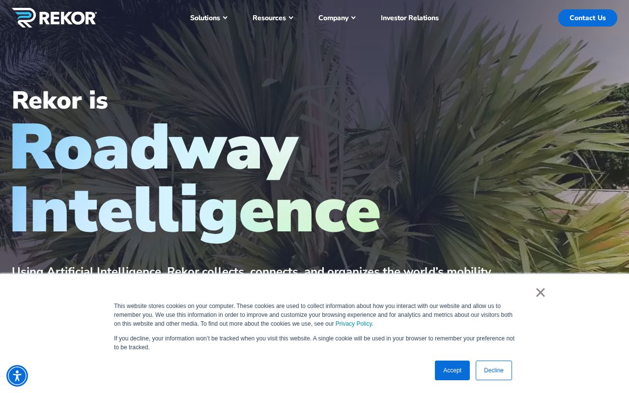 The rekor.ai homepage, first screen