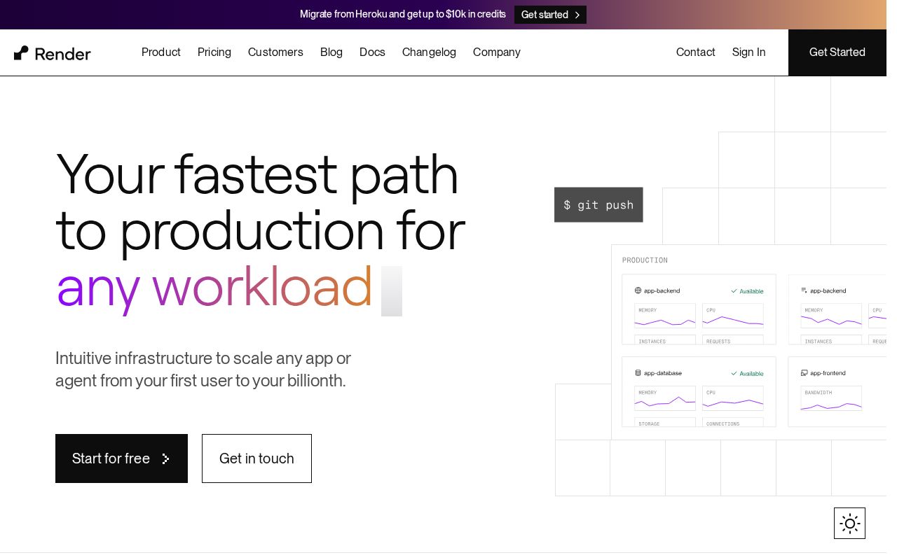 Screenshot of render.com