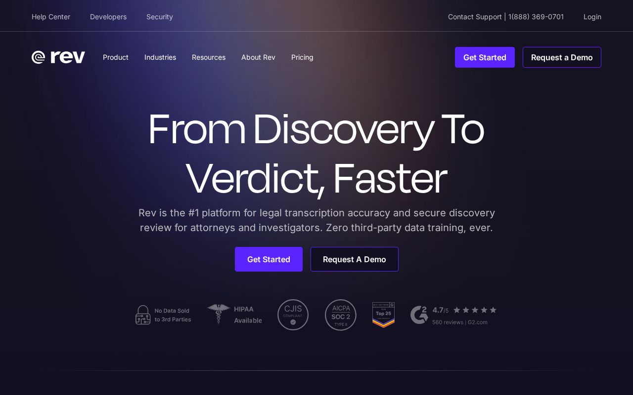 Screenshot of rev.com