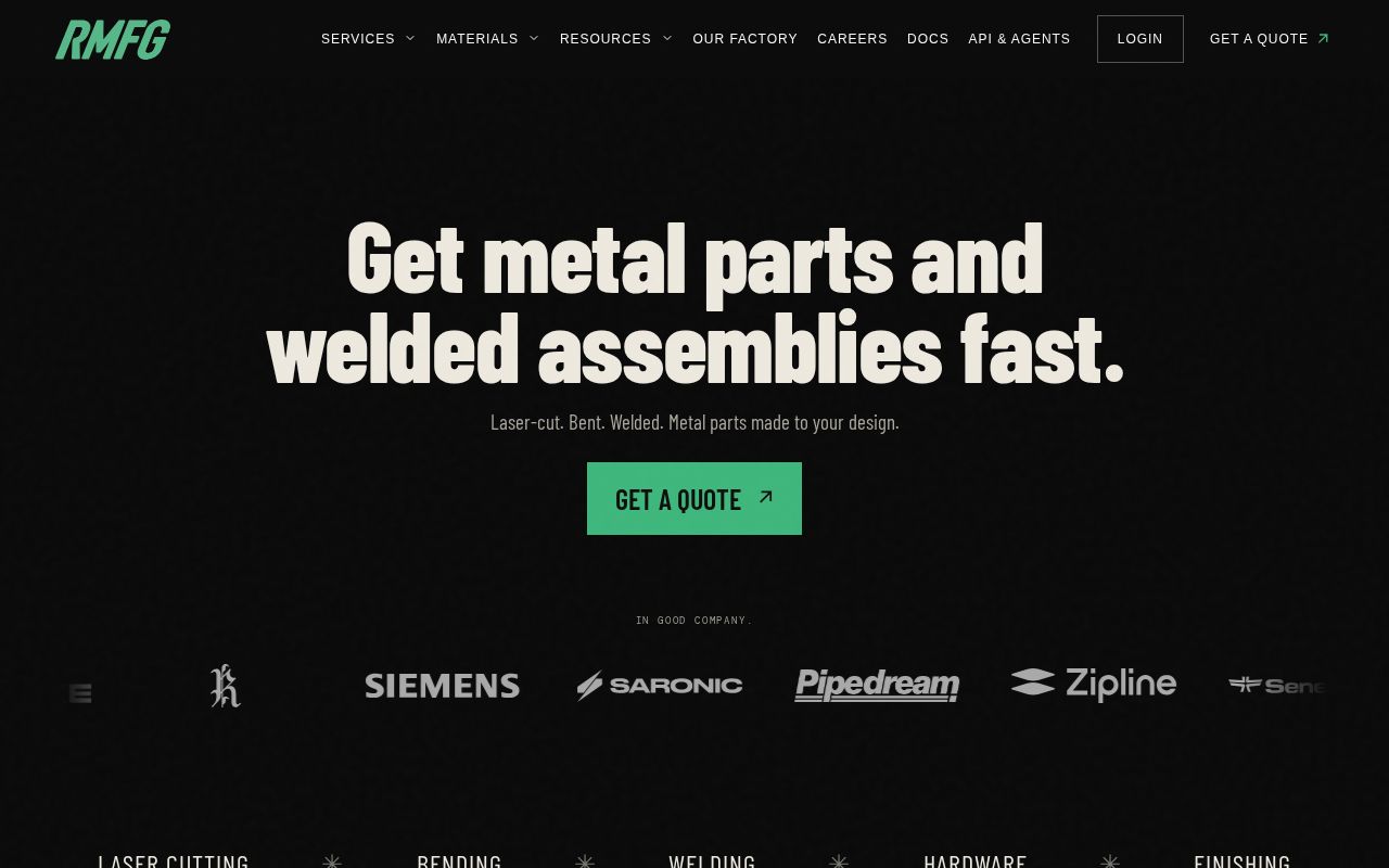 The rmfg.com homepage, first screen