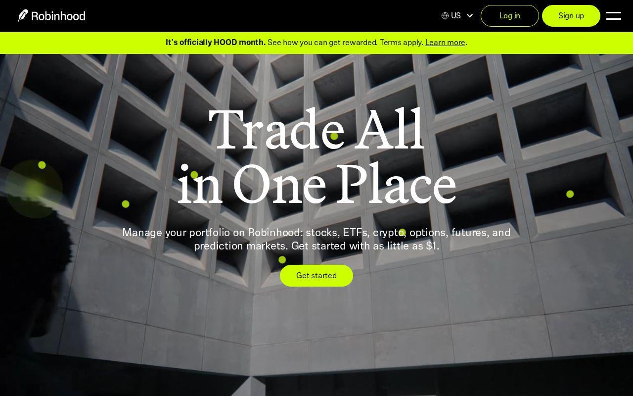 Screenshot of robinhood.com