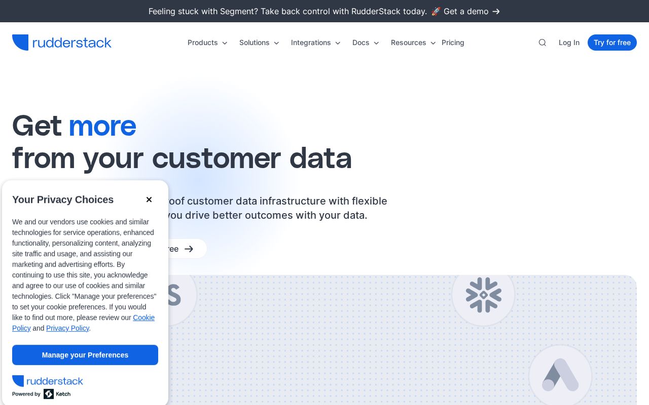 Screenshot of rudderstack.com