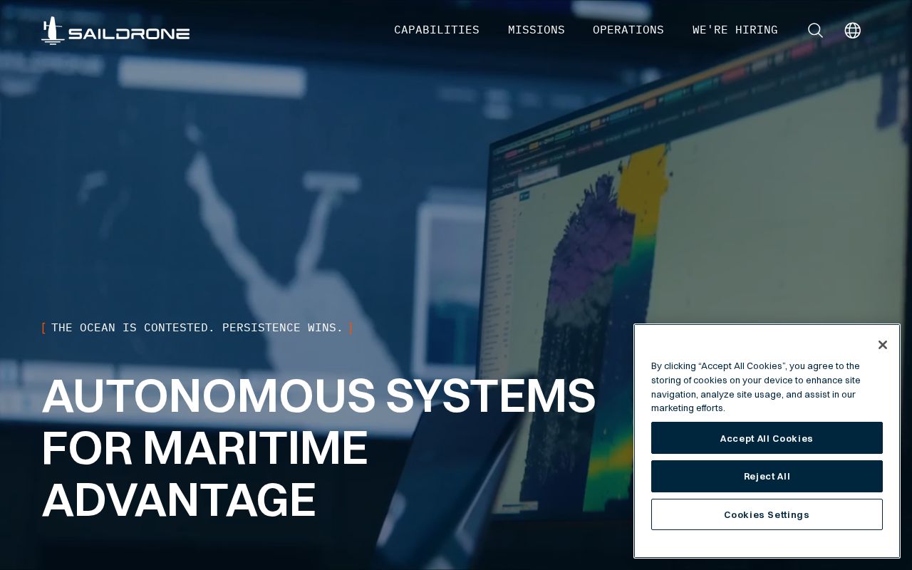 The saildrone.com homepage, first screen