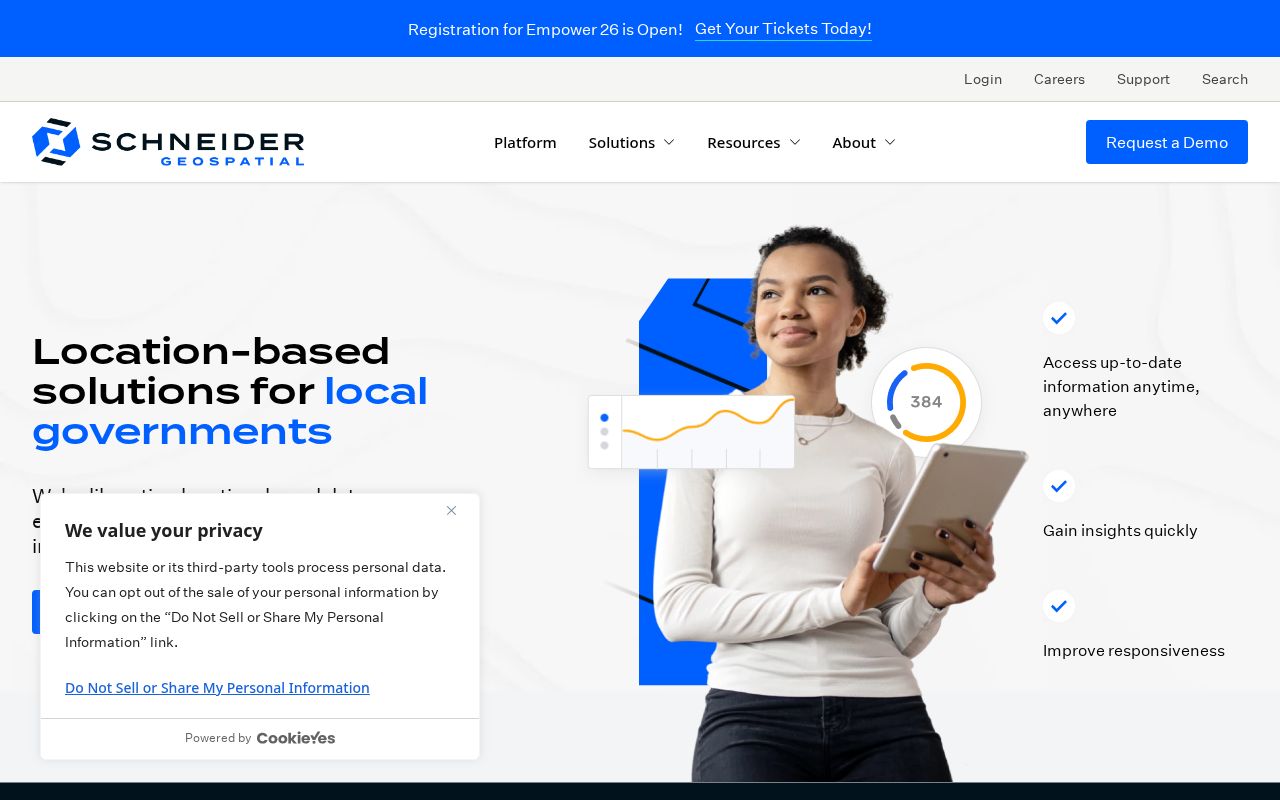 The schneidergis.com homepage, first screen