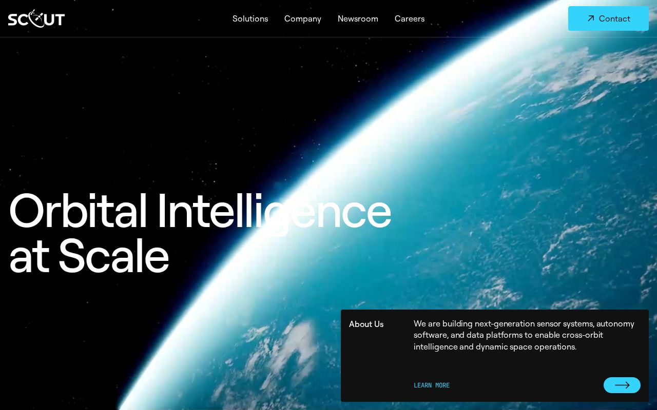 The scout.space homepage, first screen